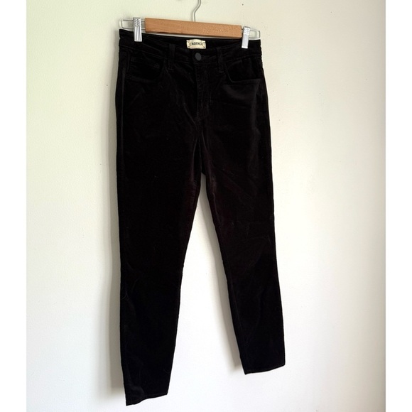 L’ Agence • Margot Velvet Cropped Skinny Jeans Pants in Black - Picture 7 of 10